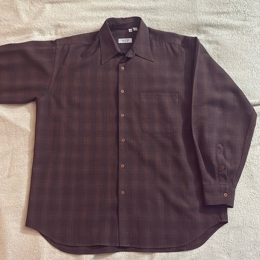 Vintage Calvin Klein Brown Gradient Button Up Shirt L